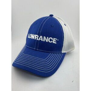 Lowrance Fishing Men's Hat Cap Adjustable Blue White Mesh